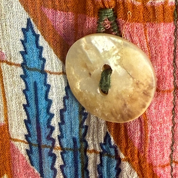 Citron of Santa Monica Silk Button Up Colorful Floral Blouse 1X BOHO **SEE NOTES - Picture 5 of 13